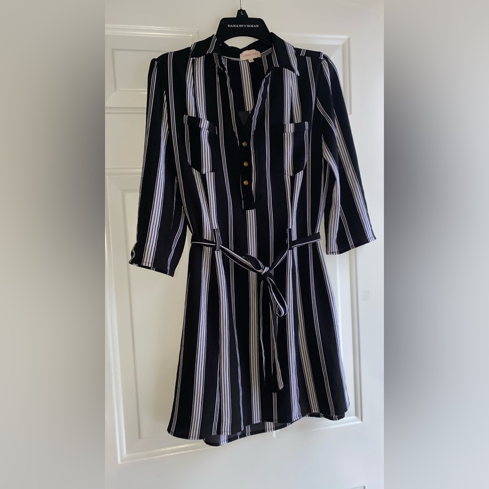 Urban Girl Nites Black and black Striped Dress